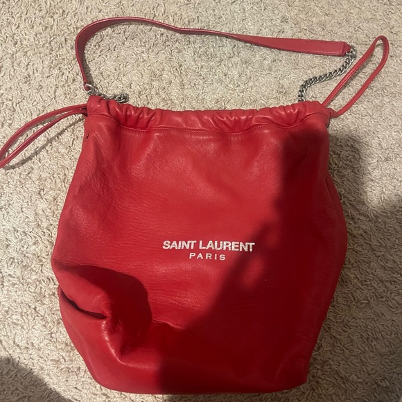 Saint Laurent Red Leather Shoulder Bag - Picture 1 of 3